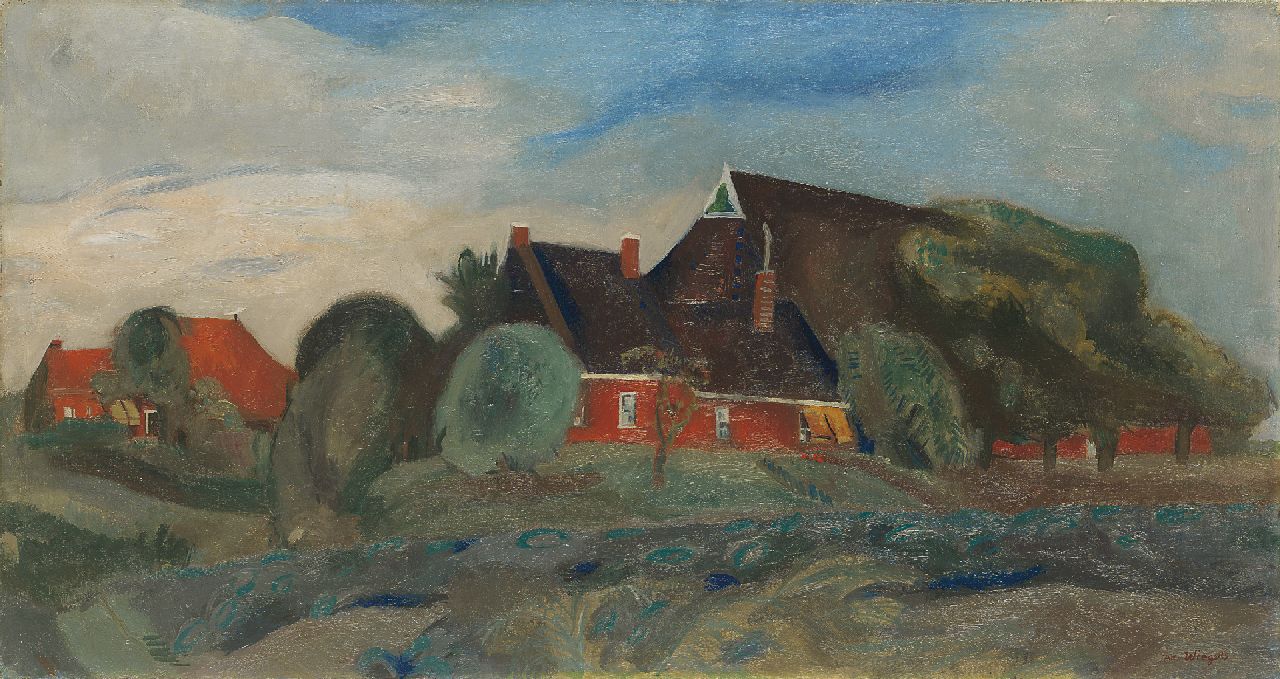 Wiegers J.  | Jan Wiegers, Farmhouses near Groningen, Öl auf Leinwand 40,1 x 75,0 cm, signed l.r. und painted circa 1930-1933