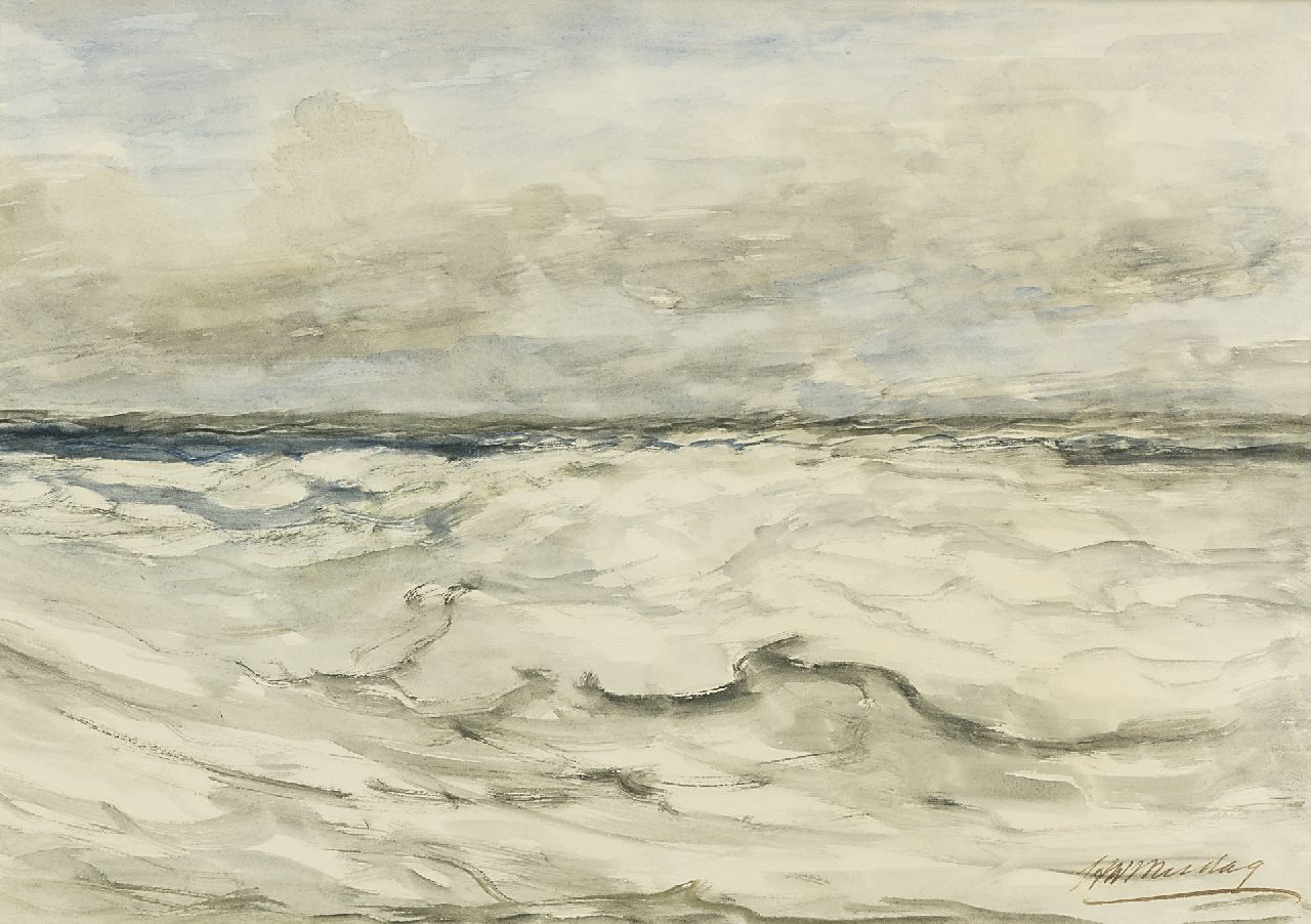 Mesdag H.W.  | Hendrik Willem Mesdag, A seascape, Aquarell auf Papier 36,7 x 52,1 cm, signed l.r.