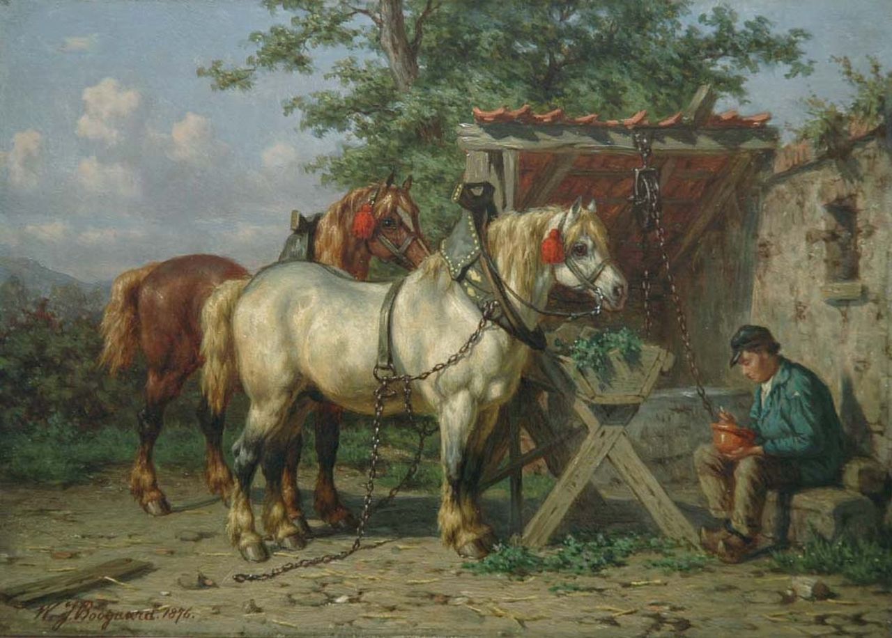 Boogaard W.J.  | Willem Johan Boogaard, A well deserved rest, Öl auf Holz 19,5 x 27,3 cm, signed l.l. und dated 1876