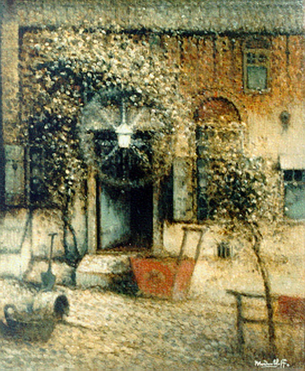 Daalhoff H.A. van | Hermanus Antonius 'Henri' van Daalhoff, A courtyard, Öl auf Leinwand 46,7 x 39,5 cm, signed l.r.