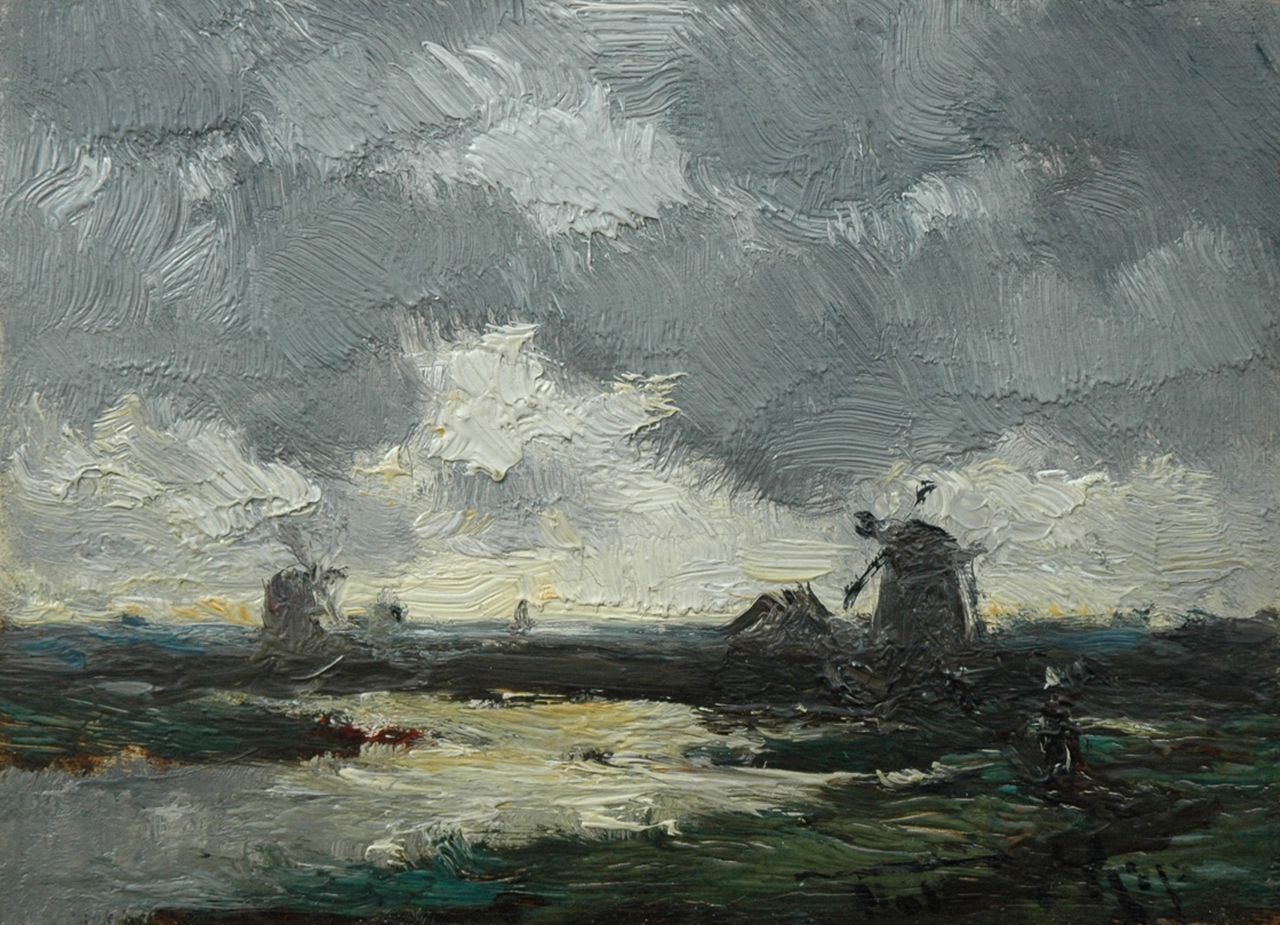 Rip W.C.  | 'Willem' Cornelis Rip, Evening clouds, Öl auf Holz 11,5 x 16,0 cm, signed l.r.