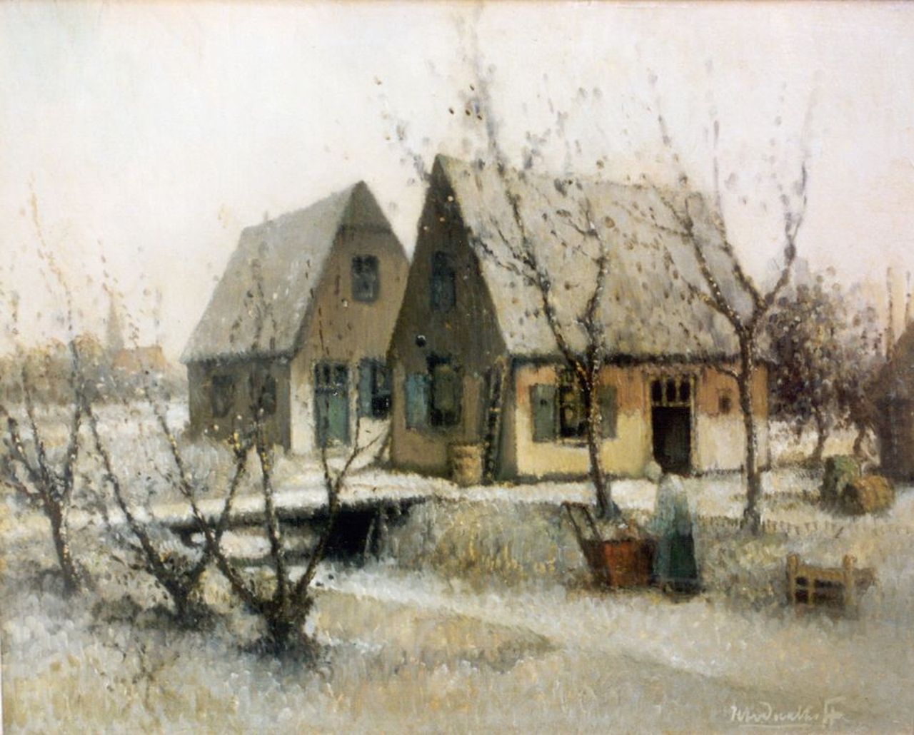 Daalhoff H.A. van | Hermanus Antonius 'Henri' van Daalhoff, A farm in winter, Öl auf Leinwand 37,2 x 46,2 cm, signed l.r.