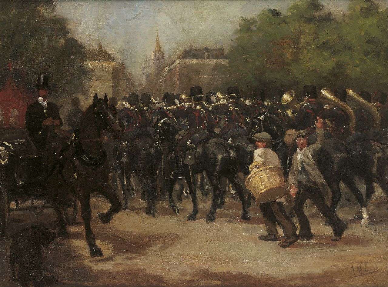 Luijt A.M.  | Arie Martinus 'Thies' Luijt, Mounted military orchestra, Öl auf Leinwand 60,8 x 80,8 cm, signed l.r.