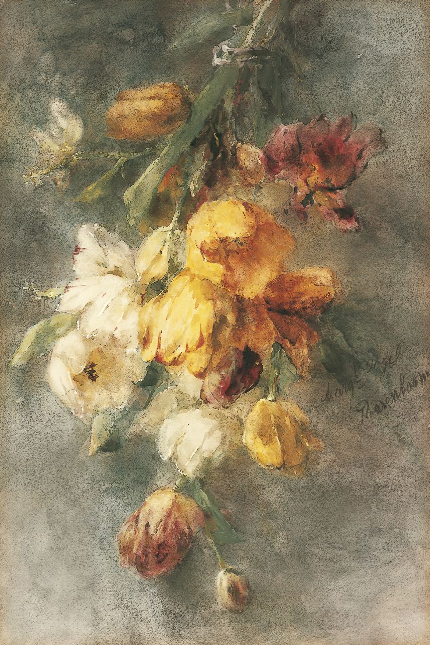 Roosenboom M.C.J.W.H.  | 'Margaretha' Cornelia Johanna Wilhelmina Henriëtta Roosenboom, A bouquet of tulips, Aquarell und Gouache auf Papier 74,0 x 49,8 cm, signed r.c. und to be dated 1893-1896