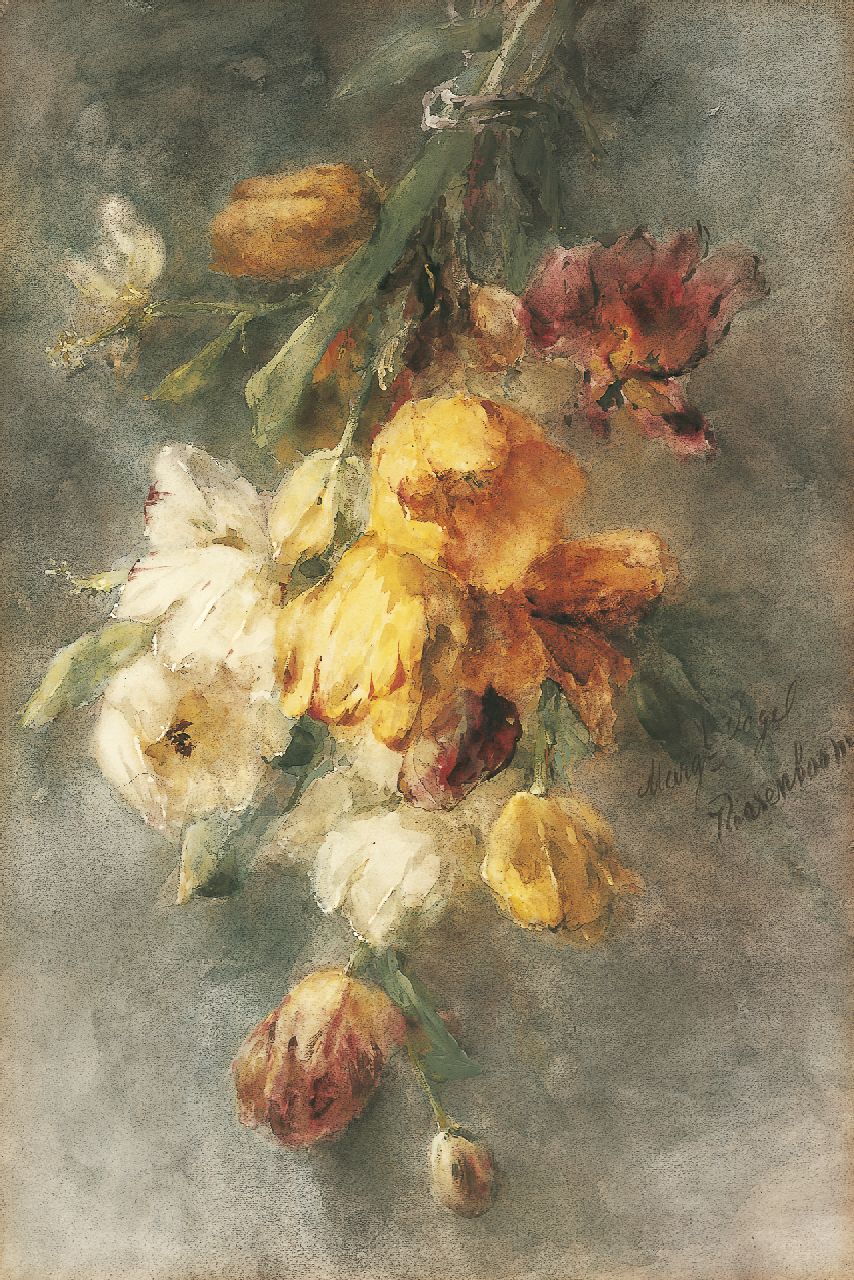 Roosenboom M.C.J.W.H.  | 'Margaretha' Cornelia Johanna Wilhelmina Henriëtta Roosenboom, A bouquet of tulips, Aquarell und Gouache auf Papier 74,0 x 49,8 cm, signed r.c. und to be dated 1893-1896