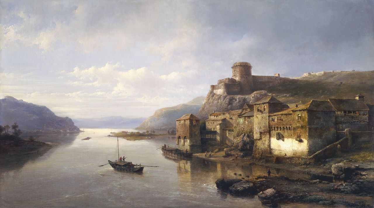 Karsen K.  | Kasparus Karsen, A view of Linz, with the river Donau, Öl auf Leinwand 56,5 x 100,0 cm, signed l.r.