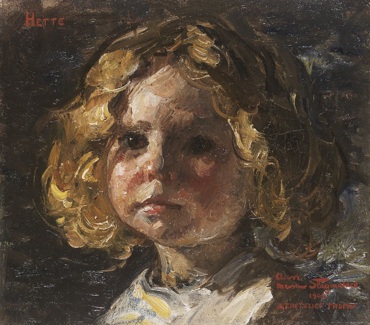 Zoetelief Tromp J.  | Johannes 'Jan' Zoetelief Tromp, Portrait of Hette, daughter of the painter, Öl auf Leinwand 27,8 x 31,6 cm, signed l.r. und dated 1909