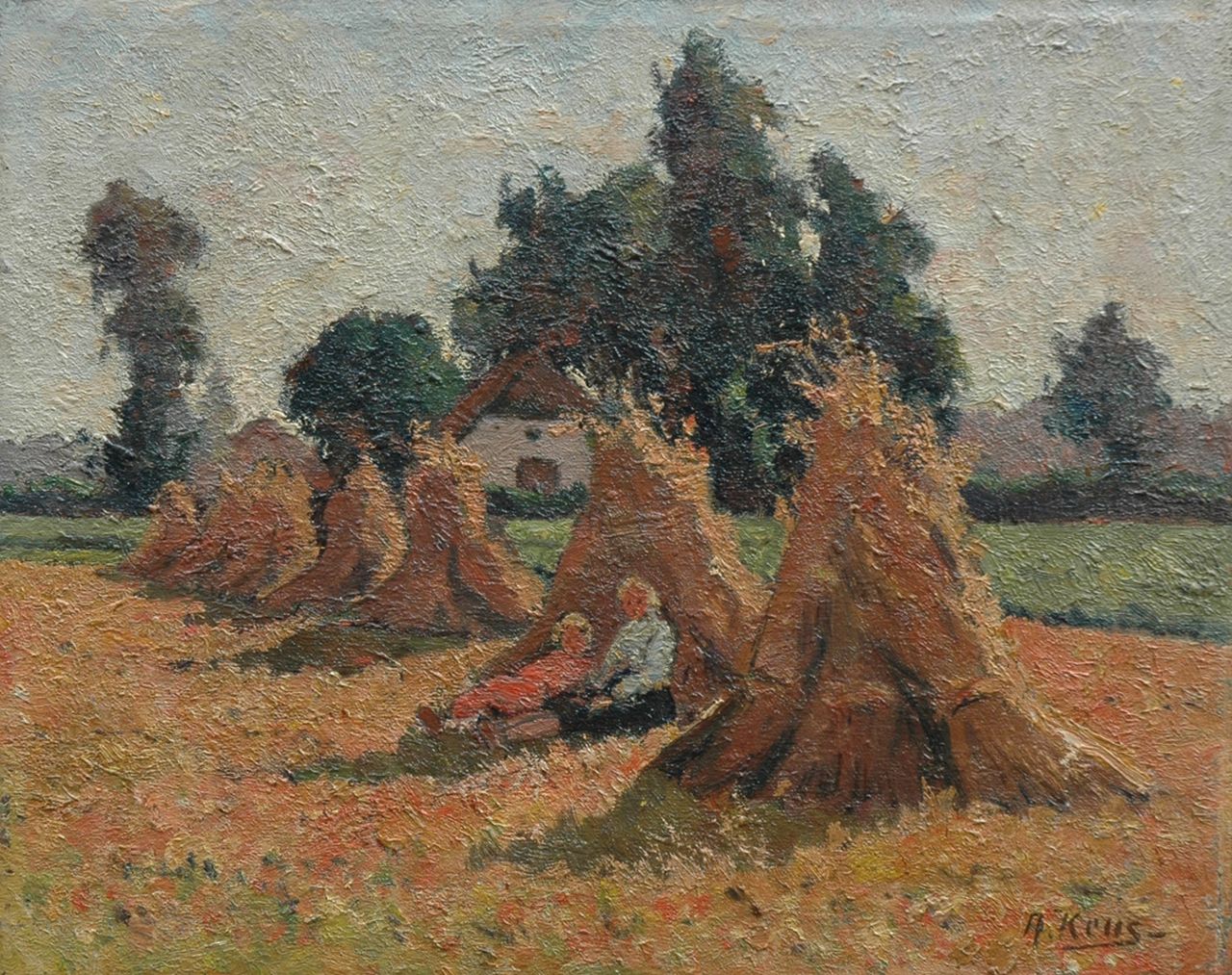 Keus A.  | Adriaan Keus, Harvest time, Öl auf Leinwand 28,6 x 35,3 cm, signed l.r.