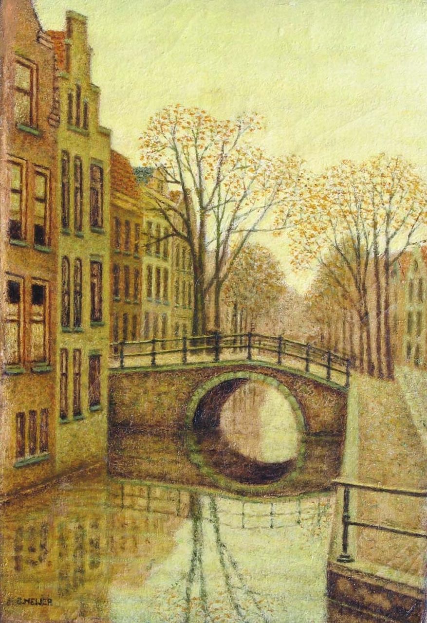 Meijer S.  | Salomon 'Sal' Meijer, A canal in Amsterdam, Öl auf Leinwand 30,6 x 21,2 cm, signed l.l.