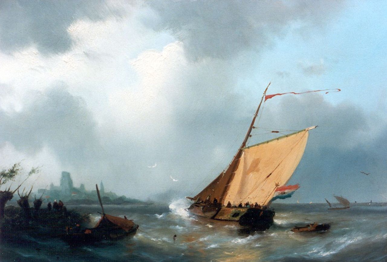 Hilleveld A.D.  | Adrianus David Hilleveld, A sailing vessel at sea, Öl auf Holz 30,5 x 46,0 cm, signed l.l. und dated '57