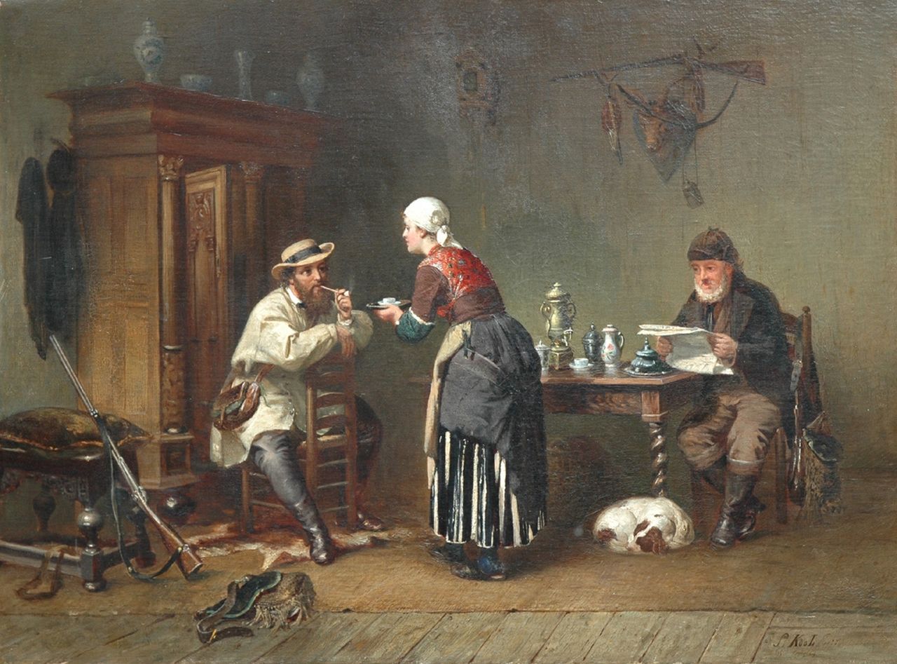 Kool S.C.  | Sipke 'Cornelis' Kool, A hospitable welcome, Öl auf Leinwand 59,0 x 79,7 cm, signed l.r. and verso