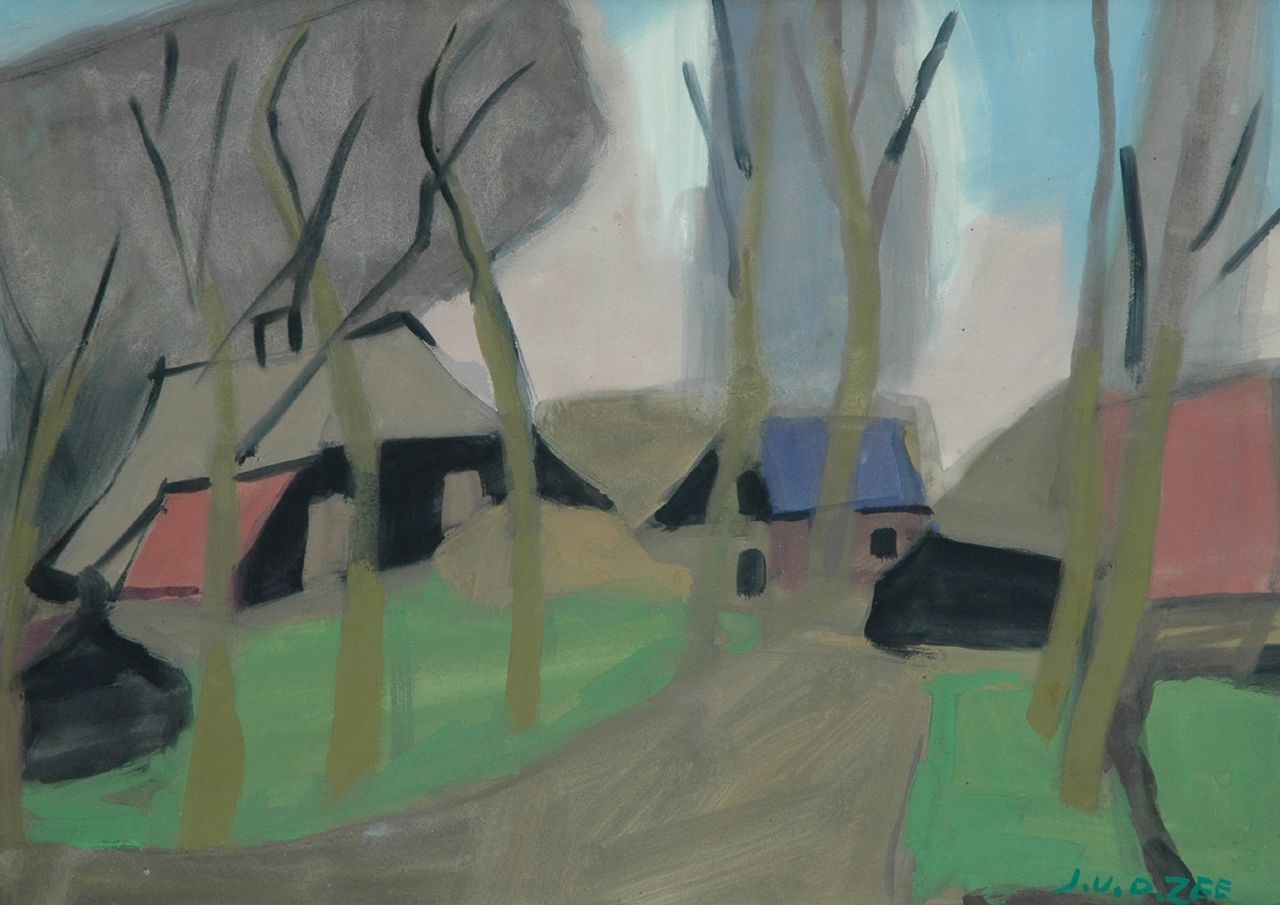 Zee J. van der | Jan van der Zee, Farmhouses, Gouache auf Papier 52,0 x 73,0 cm, signed l.r. Zee J. van der | Jan van der Zee, Farmhouses, Gouache auf Papier 52,0 x 73,0 cm, signed l.r.