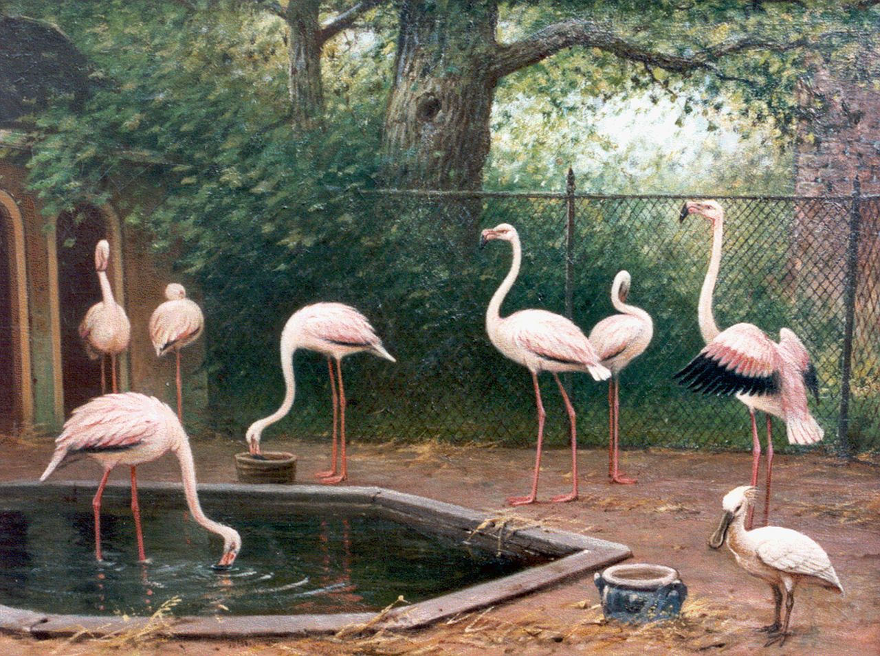 Koekkoek II M.A.  | Marinus Adrianus Koekkoek II, Flamingos, Öl auf Leinwand 51,0 x 64,3 cm, signed l.r. und dated 1909