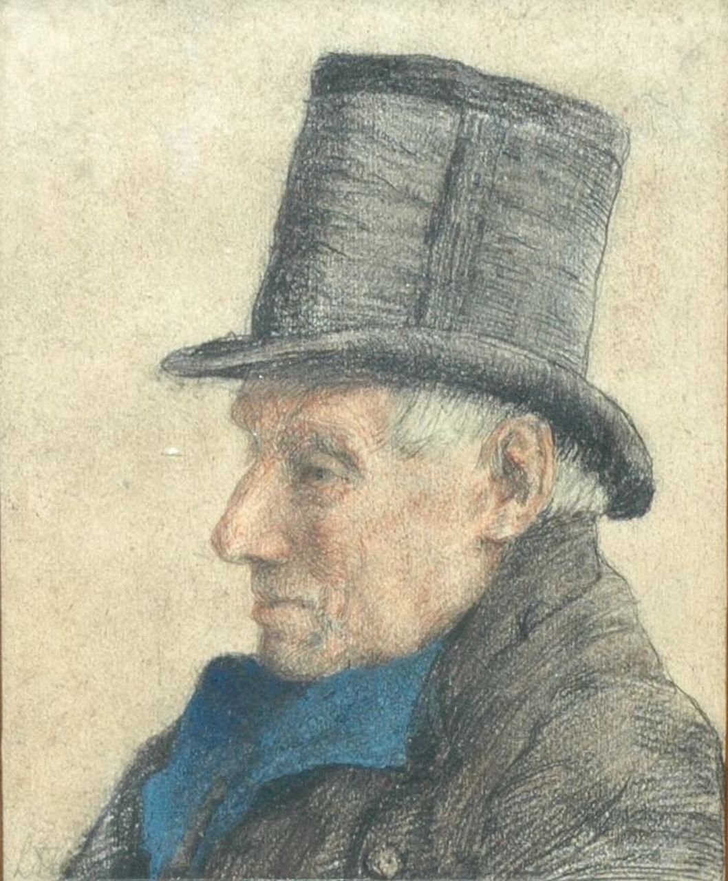 Fritzlin M.C.L.  | Maria Charlotta 'Louise' Fritzlin, Portrait of an old man, Schwarze und Farbkreide auf Papier 17,0 x 13,2 cm, signed l.l. with initials