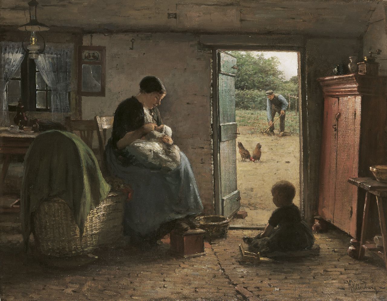 Valkenburg H.  | Hendrik Valkenburg, A family idyl, Öl auf Leinwand 78,5 x 100,6 cm, signed l.r.