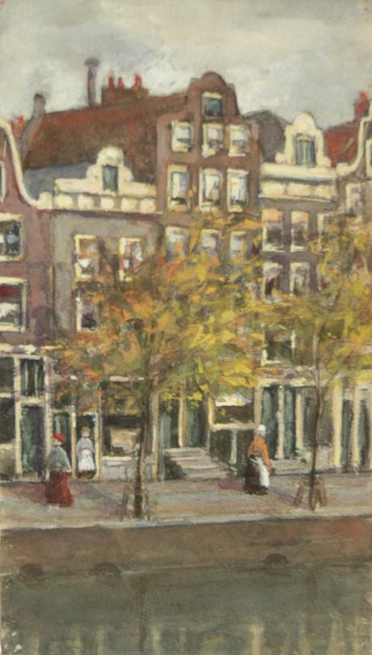 Fritzlin M.C.L.  | Maria Charlotta 'Louise' Fritzlin, A view of a canal in Amsterdam, Aquarell auf Papier 25,6 x 15,0 cm