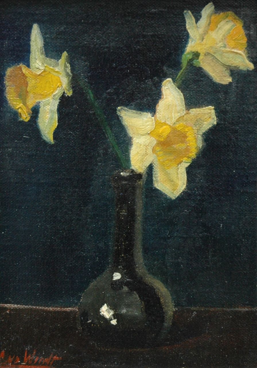 Windt (Toegeschreven aan) Ch. van der | Chris van der Windt (Toegeschreven aan), Daffodils, Öl auf Holz 18,0 x 12,0 cm, gesigneerd linksonder