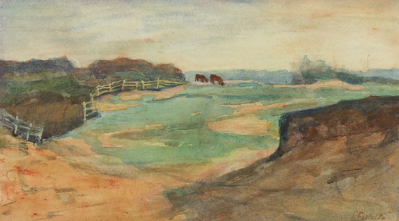 Louise Fritzlin | Der Meent bei Bussum, Aquarell auf Papier, 21,8 x 38,3 cm, Unterzeichnet r.u. und zu datieren 1907