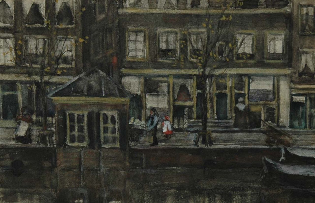 Fritzlin M.C.L.  | Maria Charlotta 'Louise' Fritzlin, Houses along a canal, Aquarell auf Papier 19,1 x 28,8 cm