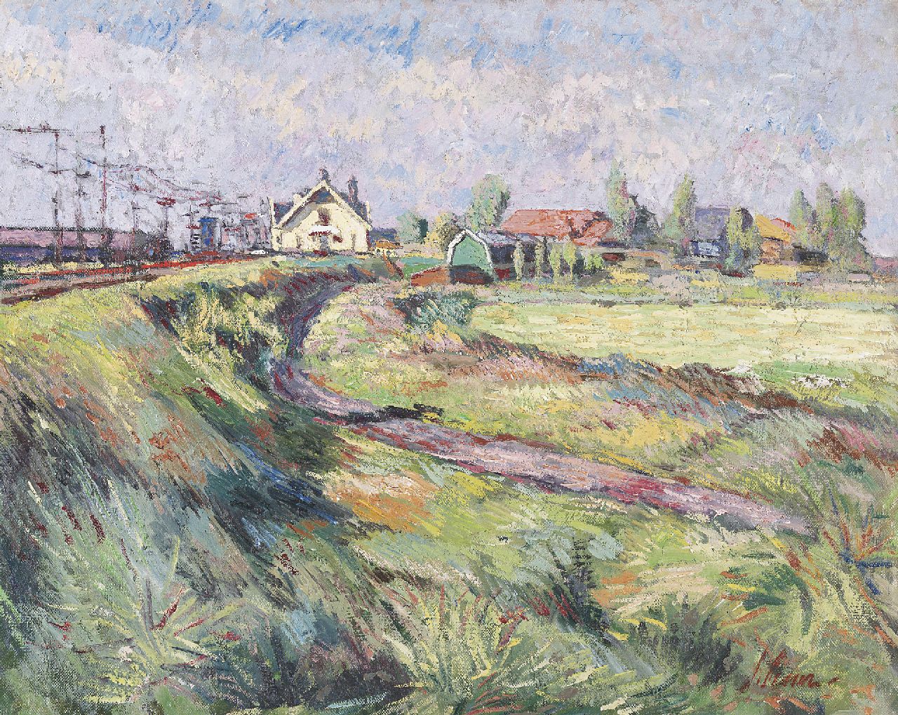 Visser J.  | Jacob 'Jaap' Visser, Landscape near Rodenrijs, Öl auf Leinwand 40,8 x 50,7 cm, signed l.r.