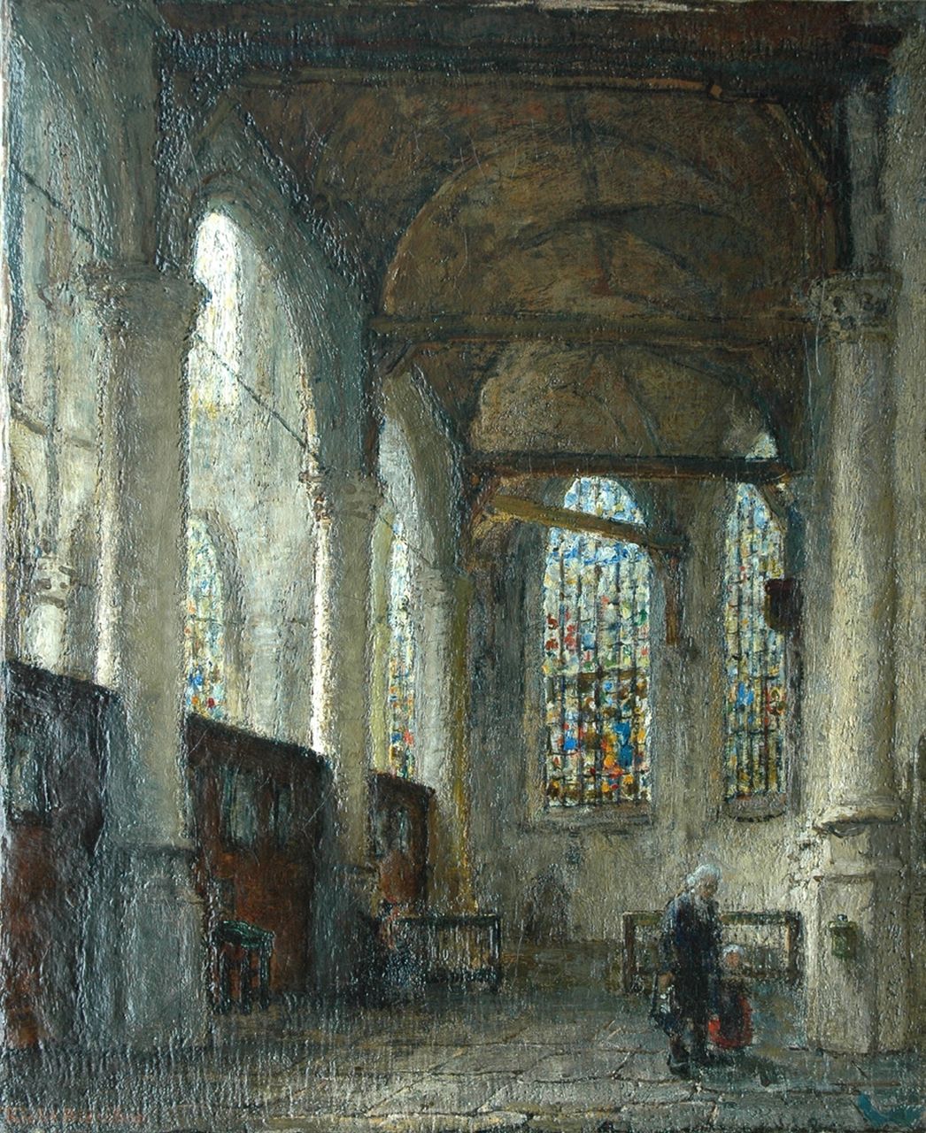 Bisschop R.  | Richard Bisschop, A church interior, Öl auf Leinwand 55,9 x 45,8 cm, signed l.l.