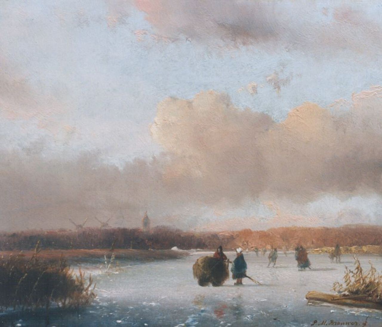 Brouwer P.M.  | Petrus Marius Brouwer, A winter landscape, Öl auf Holz 16,5 x 19,0 cm, signed l.r.