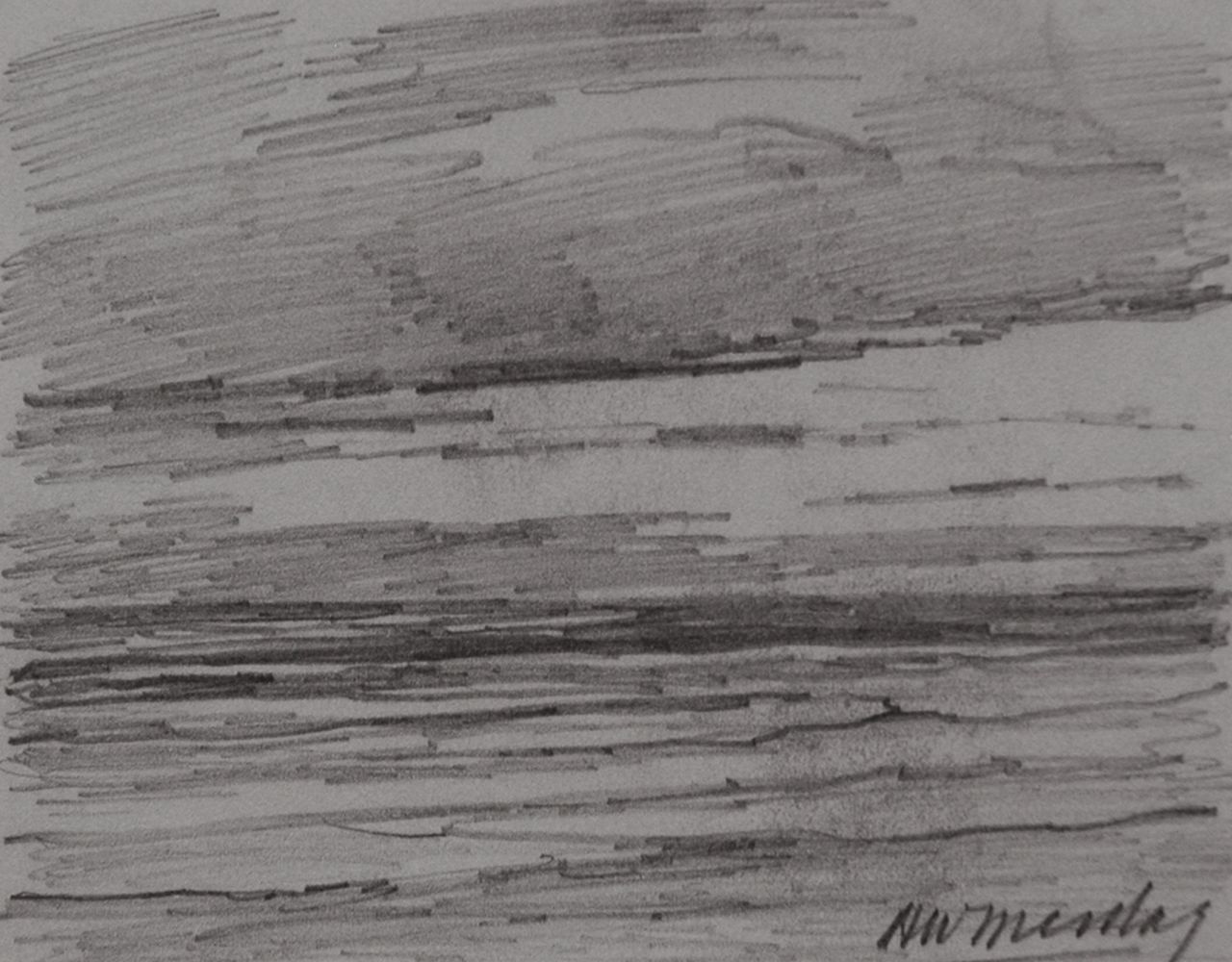 Mesdag H.W.  | Hendrik Willem Mesdag, Sea and clouds, Bleistift auf Papier 8,7 x 11,2 cm, signed l.r.