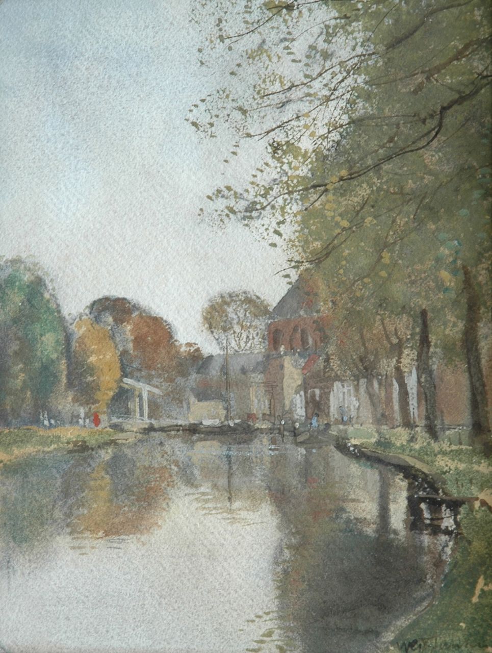 Jansen W.G.F.  | 'Willem' George Frederik Jansen, A canal with a drawbridge, Aquarell auf Papier 29,1 x 22,8 cm, signed l.r.