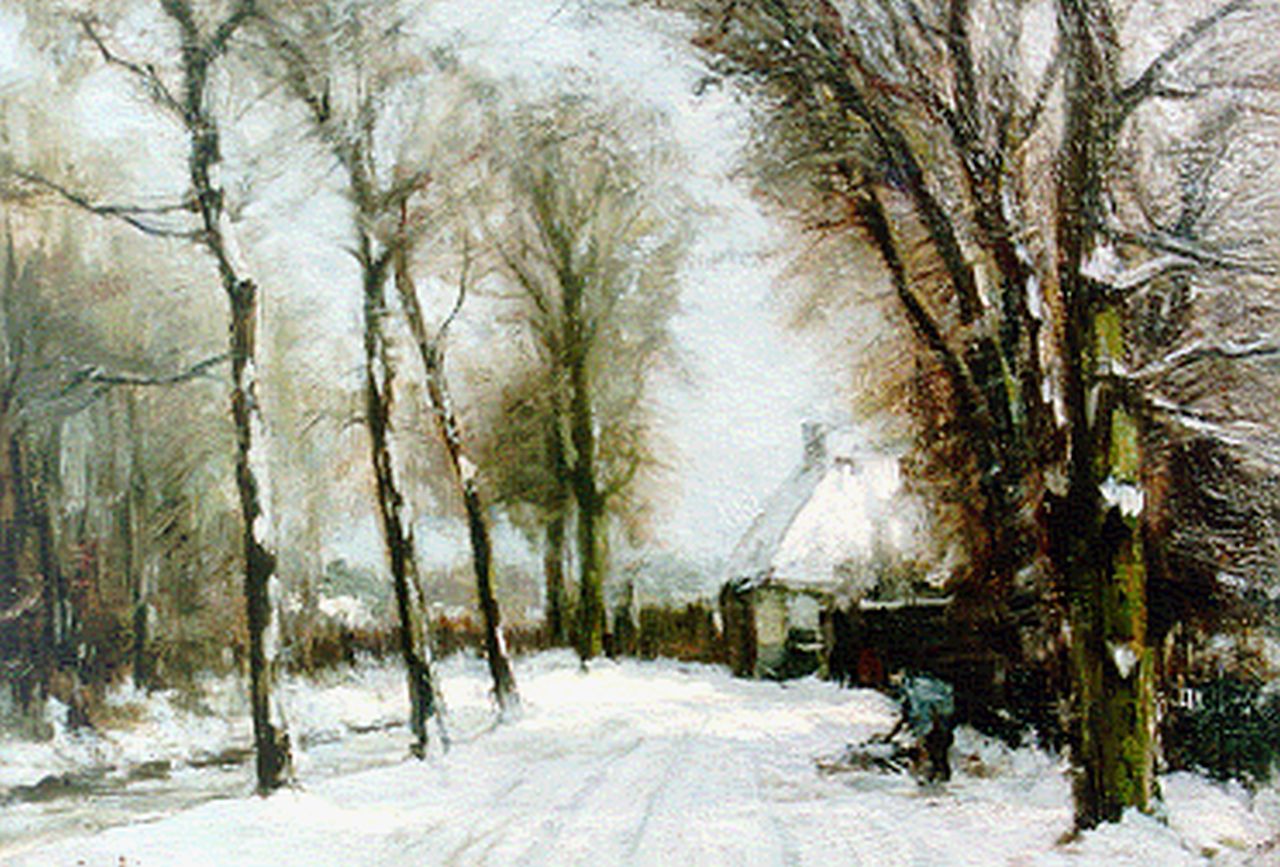 Apol L.F.H.  | Lodewijk Franciscus Hendrik 'Louis' Apol, A country lane in winter (Bezuidenhoutseweg Den Haag), Öl auf Leinwand 27,0 x 39,0 cm, signed l.l.