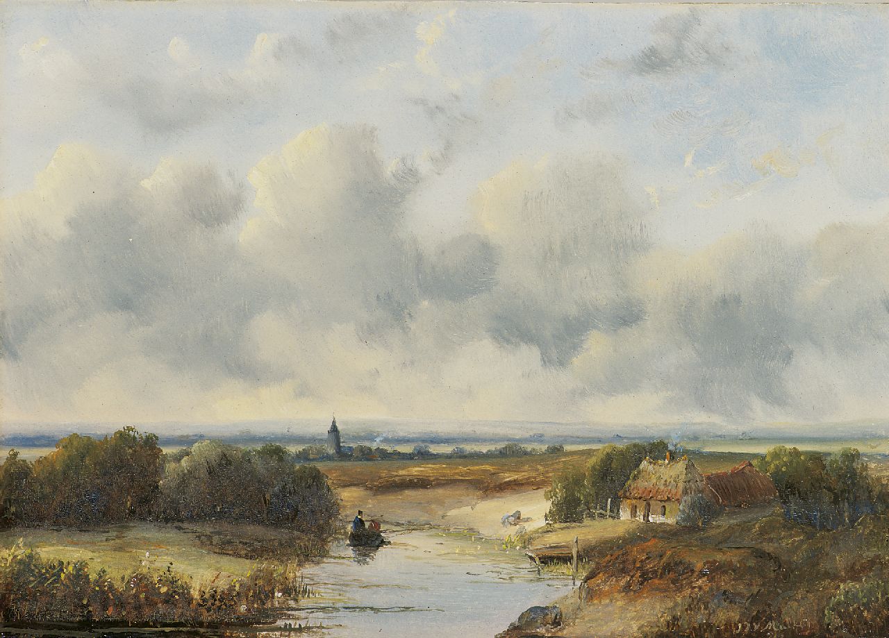 Johannes Josephus van Mulken | Weite holländische Landschaft, Öl auf Holz, 18,4 x 26,0 cm, Unterzeichnet r.u. und datiert '50