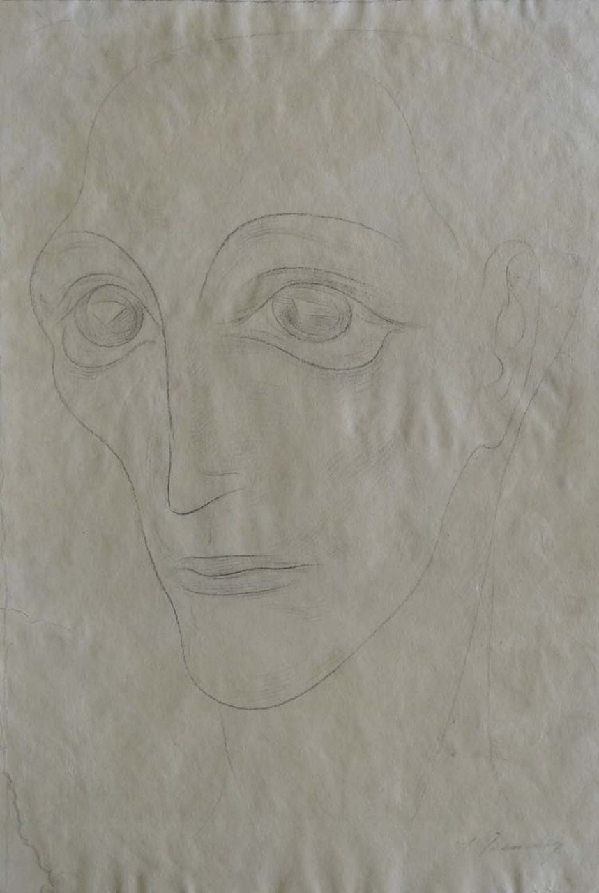 Bendien J.  | Jacob Bendien, Man's head, Bleistift auf Papier 41,0 x 27,9 cm, signed l.r.