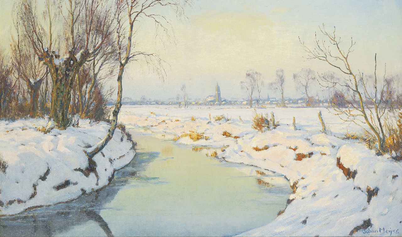 Meijer J.  | Johannes 'Johan' Meijer, A sunny winter's day, Blaricum, Öl auf Leinwand 61,4 x 101,1 cm, signed l.r.
