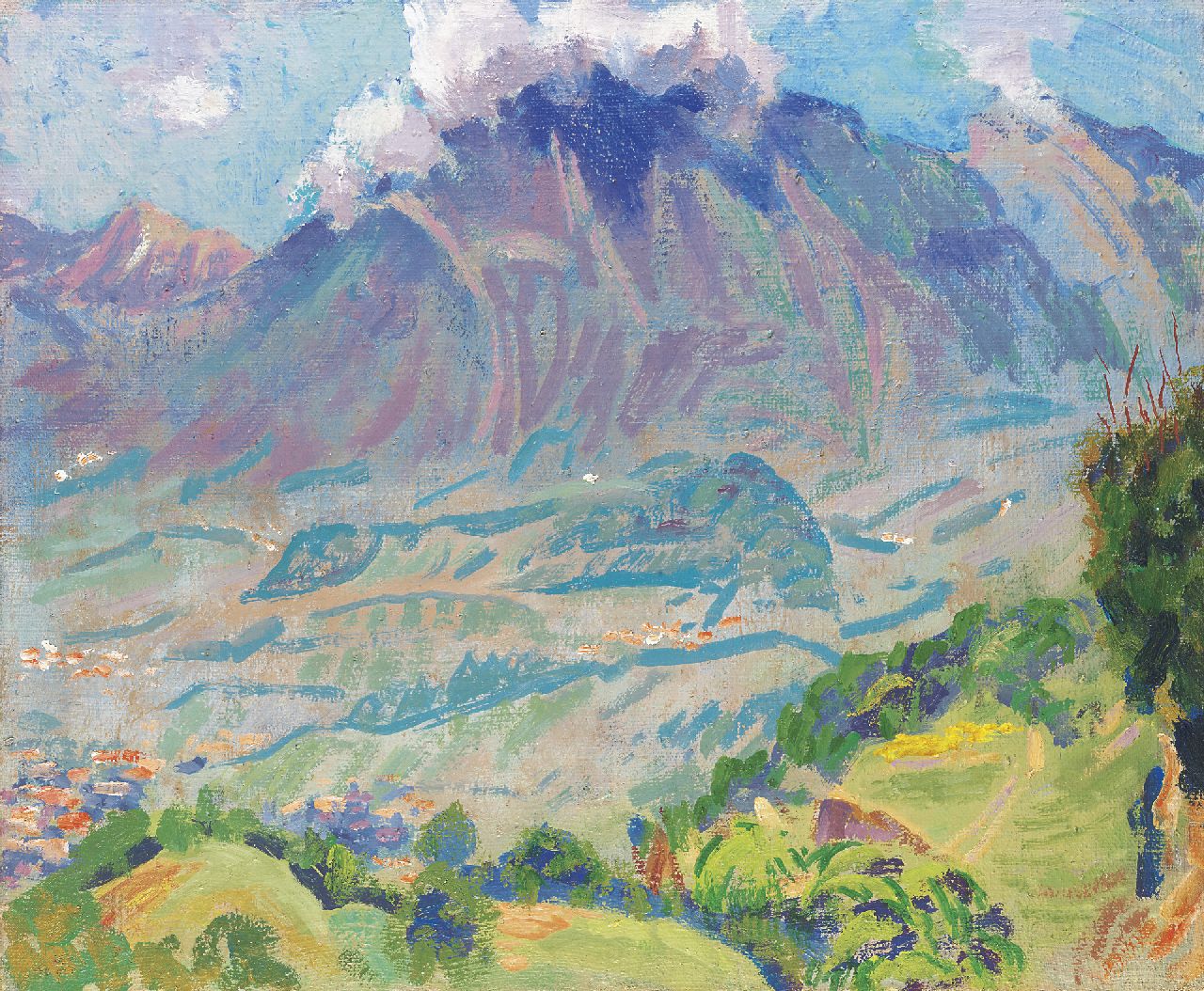 Altink J.  | Jan Altink, Mountain landscape in the Haut Savoie, Öl auf Jute 50,3 x 60,4 cm