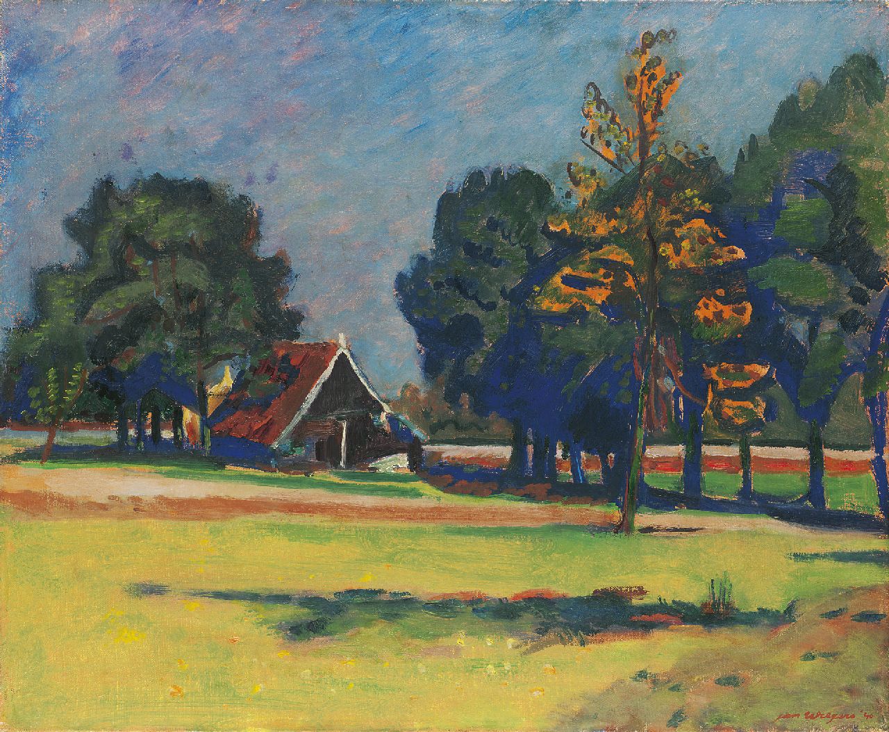 Wiegers J.  | Jan Wiegers, Landscape Twenthe, Öl auf Leinwand 50,4 x 61,0 cm, signed l.r. und painted '40