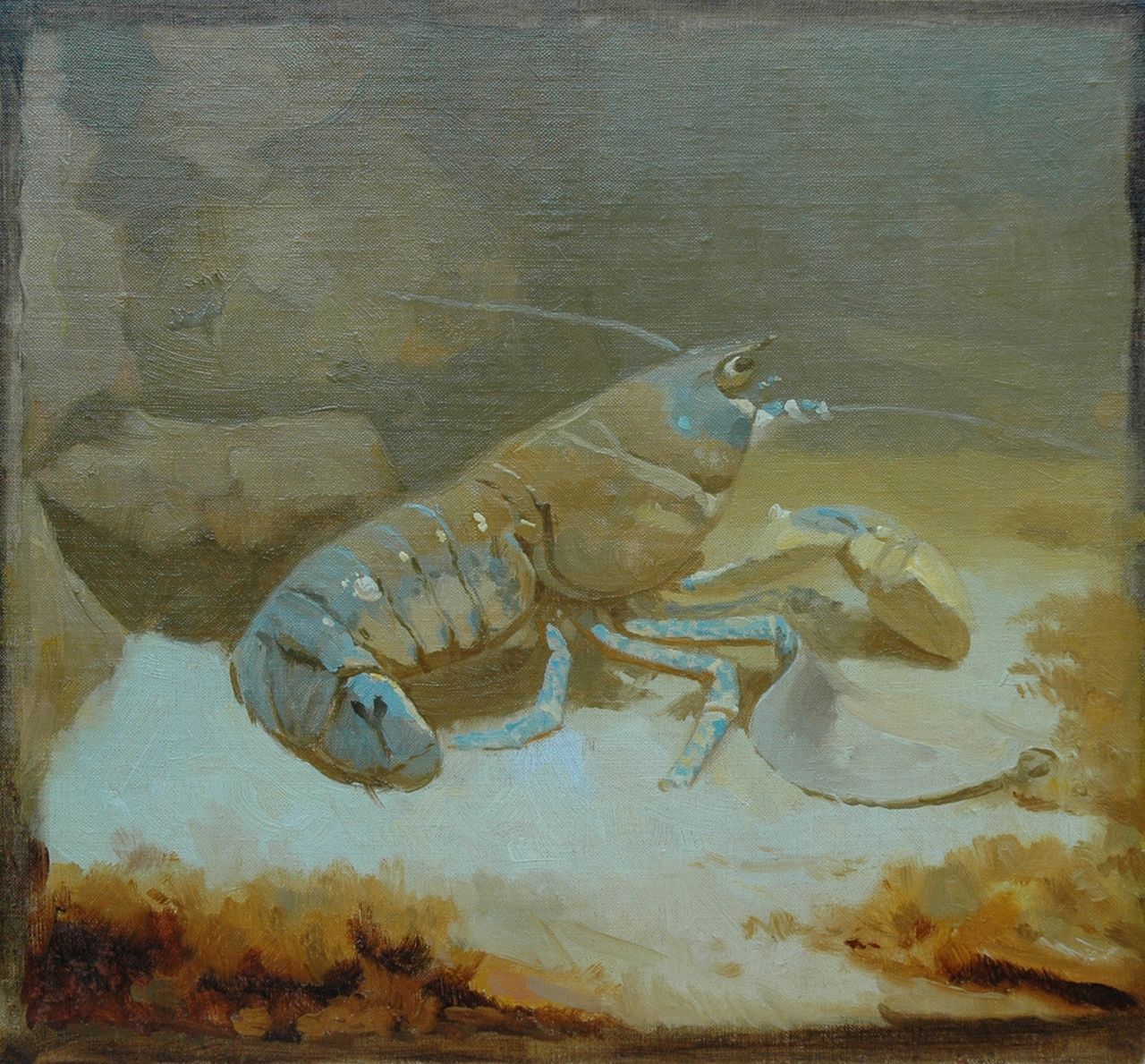 Dijsselhof G.W.  | Gerrit Willem Dijsselhof, Lobster, Öl auf Leinwand auf Holz 25,0 x 27,4 cm