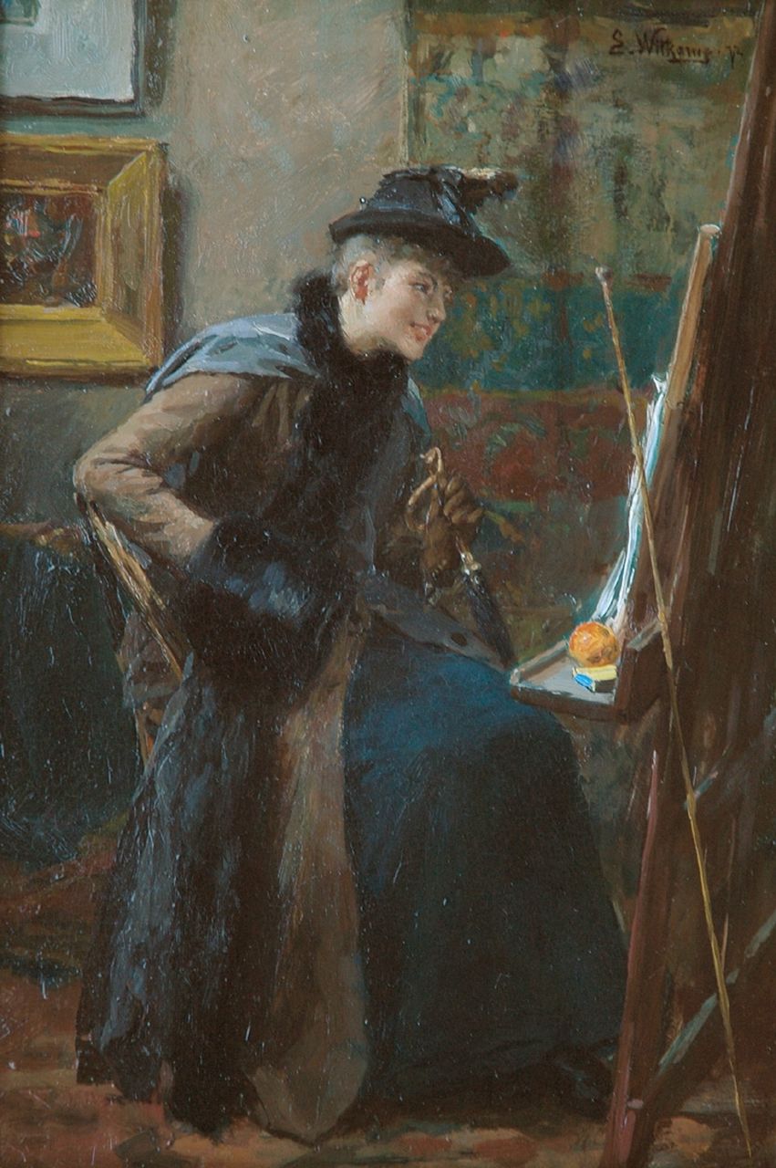Witkamp jr. E.S.  | Ernest Sigismund 'Ernst' Witkamp jr., The visitor, Öl auf Holz 36,0 x 24,5 cm, signed u.r. und painted '72
