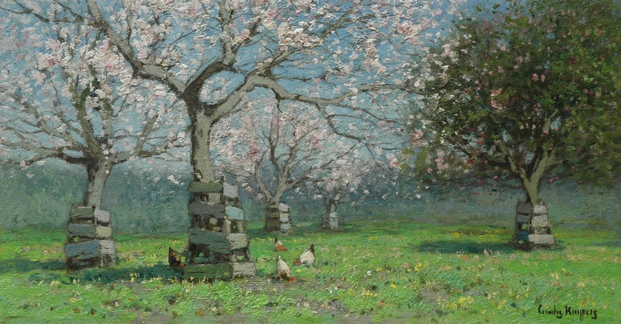 Kuijpers C.  | Cornelis Kuijpers, Blossoming trees, Öl auf Leinwand 26,5 x 49,5 cm, signed l.r.