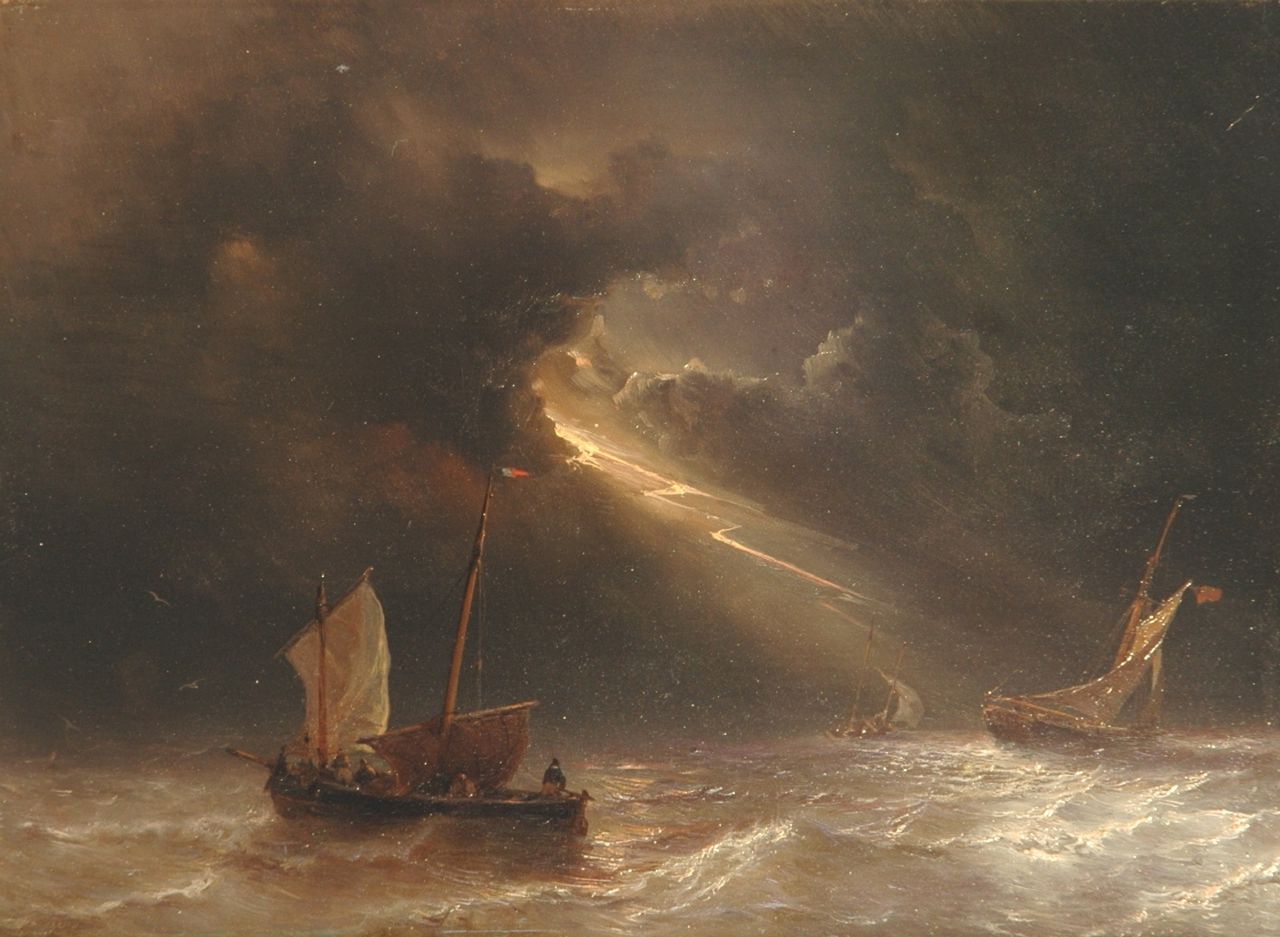 Meijer J.H.L.  | Johan Hendrik 'Louis' Meijer, Thunderstorm, Öl auf Holz 30,6 x 42,0 cm, signed l.l.