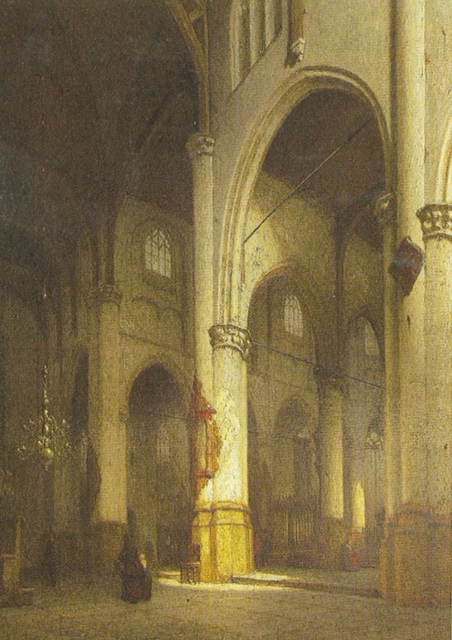 Schenkel J.J.  | Jan Jacob Schenkel, The Groote kerk, Rotterdam, Öl auf Holz 62,5 x 48,0 cm, signed l.l.