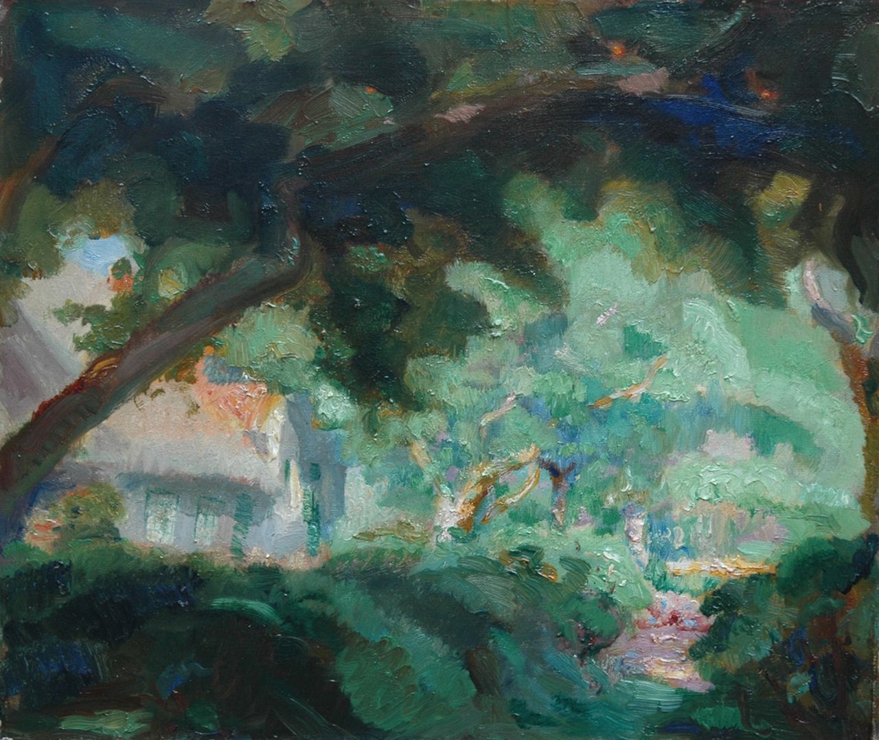Nico Baak | House in the woods, Öl auf Leinwand, 41,4 x 48,4 cm