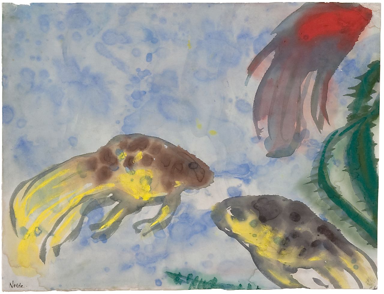 Emil Nolde | Schleierschwänze (Aquarium), Aquarell auf japanisches Papier, 35,8 x 47,0 cm, Unterzeichnet u.l. und zu datieren Berlin 1923-1924