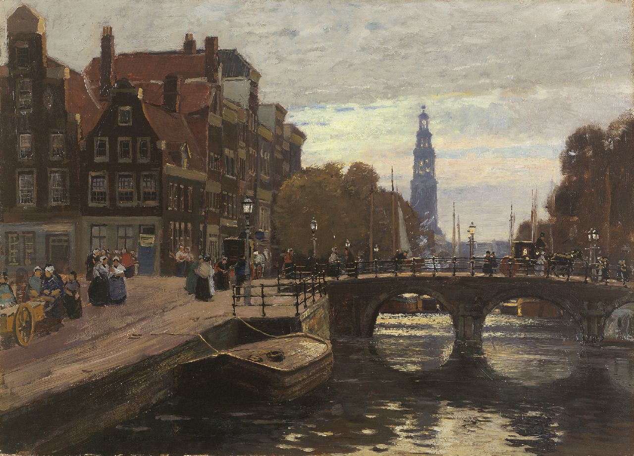 Hermanns H.  | Heinrich Hermanns, A View of the Prinsengracht, Amsterdam, Öl auf Leinwand 44,6 x 61,7 cm, signed l.l.