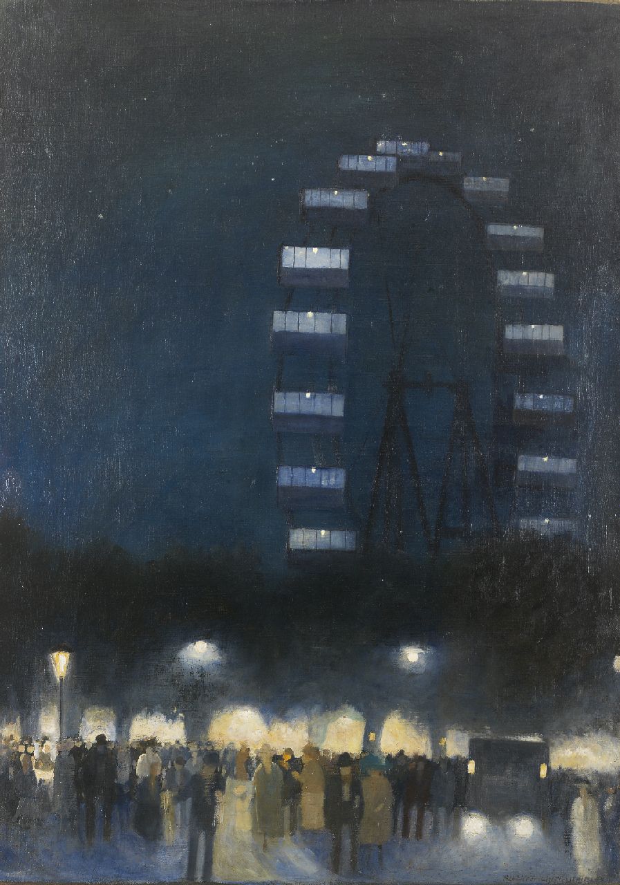 Hans Ruzicka-Lautenschläger | The ferris wheel in the Prater in Vienna by night, Öl auf Leinwand, 106,5 x 74,8 cm, signed l.r.