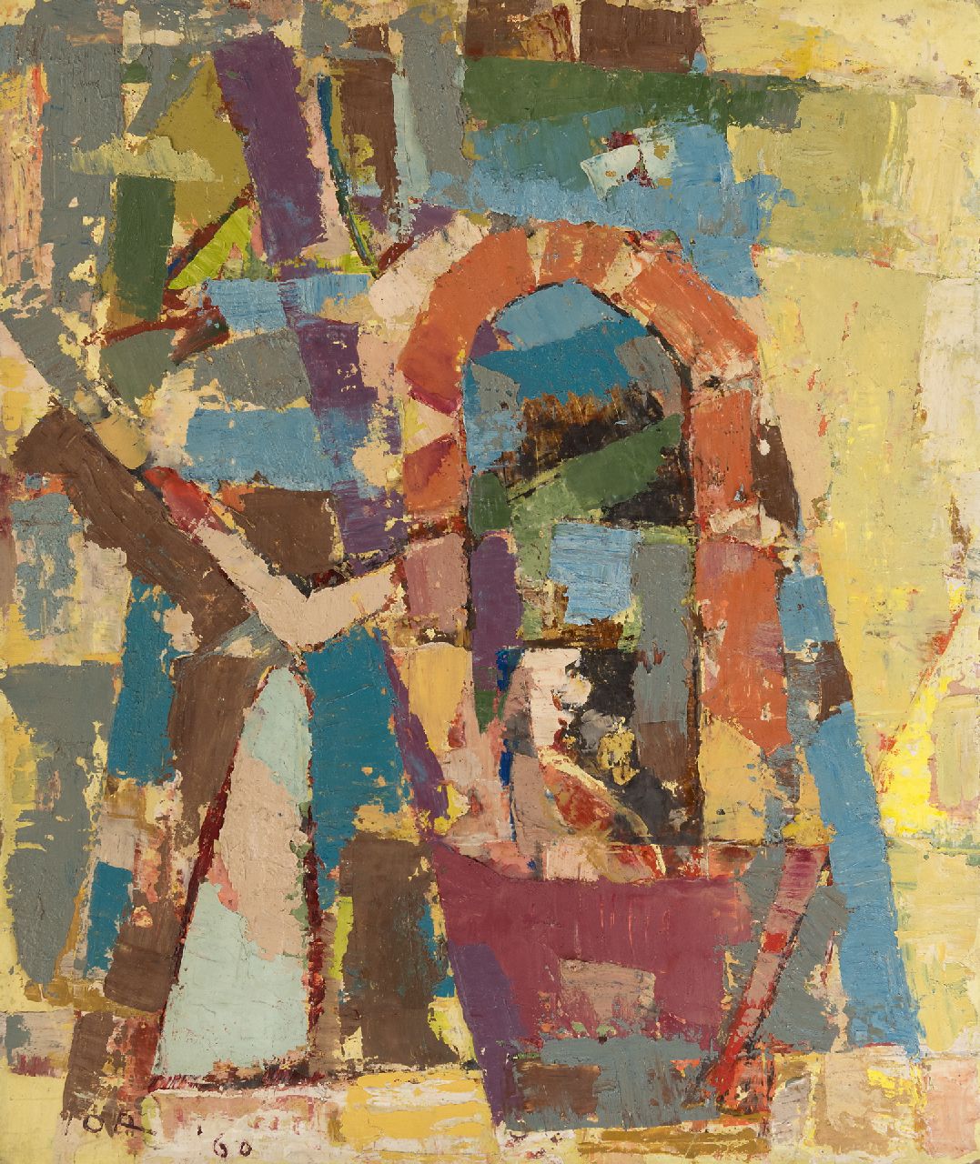 Jordens J.G.  | 'Jan' Gerrit Jordens, Komposition, Öl auf Holzfaser 59,0 x 50,0 cm, Unterzeichnet l.u. und datiert '60
