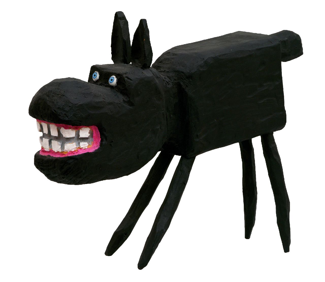 Bastiaanssen P.  | Peter Bastiaanssen | Skulpturen und Objekte zum Verkauf angeboten | Hund (Privatbesitz), Bemaltes Holz, gefärbtes Glas 34,2 x 48,0 cm