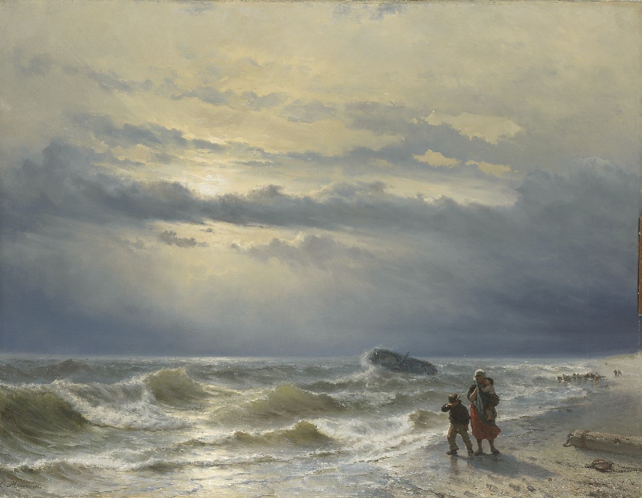 Meijer J.H.L.  | Johan Hendrik 'Louis' Meijer, Shipwreck, Öl auf Leinwand 88,8 x 115,4 cm, signed l.l. und dated 1864