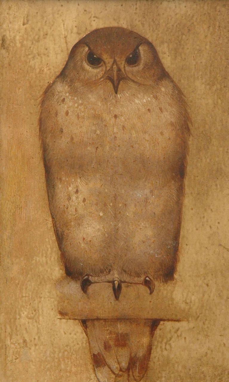 Berg W.H. van den | 'Willem' Hendrik van den Berg, A sparrow hawk, Öl auf Holz 22,7 x 14,5 cm, signed l.r. and verso