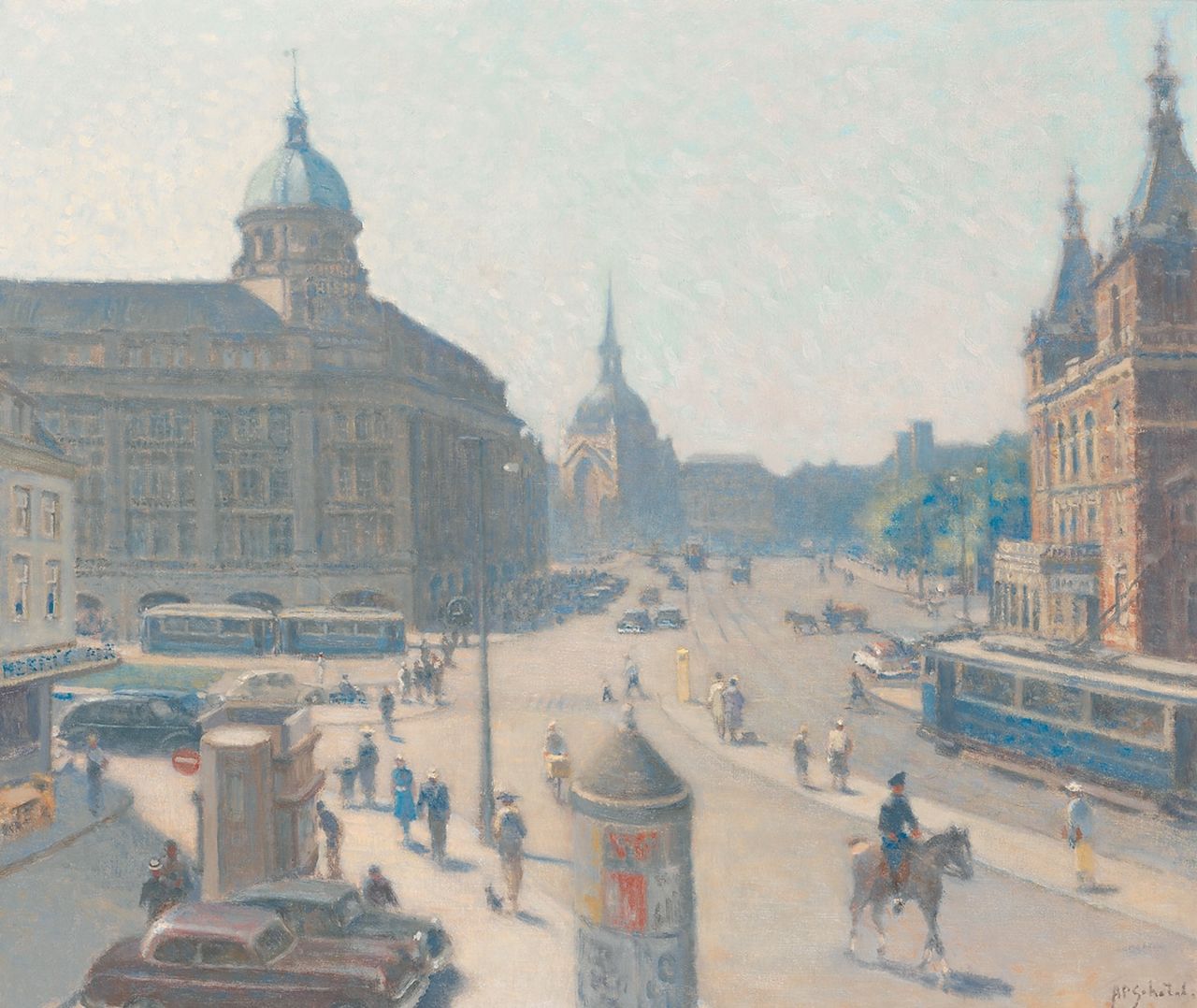 Schotel A.P.  | Anthonie Pieter Schotel, The Leidseplein, Amsterdam, Öl auf Leinwand 60,2 x 70,5 cm, signed l.r.