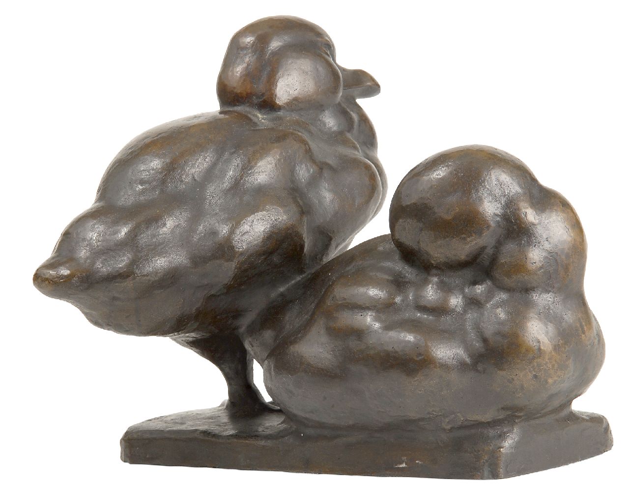 Gaul A.  | August Gaul, Two little swans, Bronze 22,7 x 27,0 cm, signed on the base