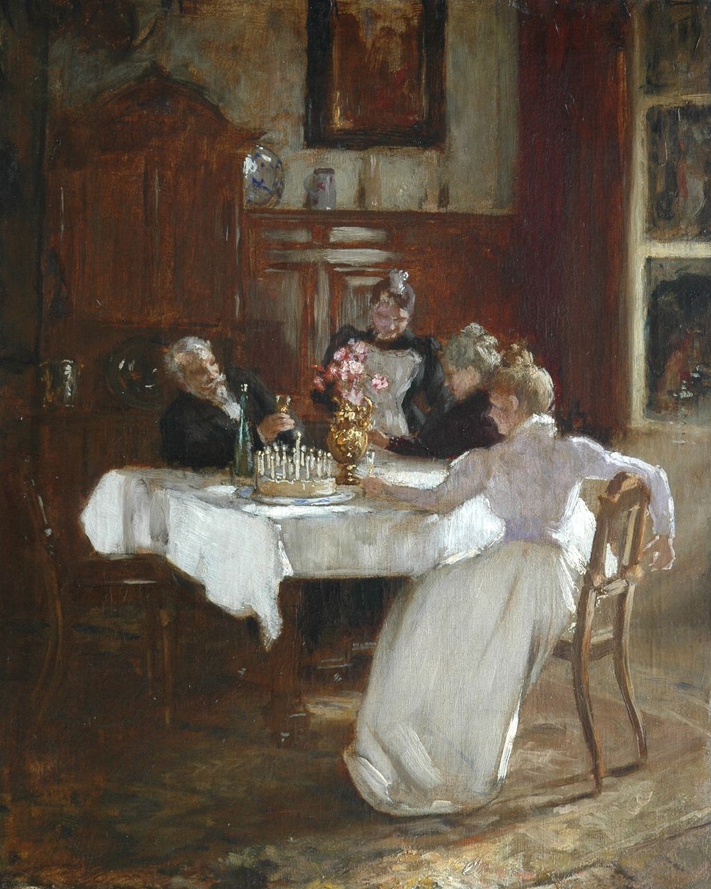 Crola H.  | Hugo Crola, The birthday party, Öl auf Leinwand 59,5 x 48,1 cm, painted circa 1898